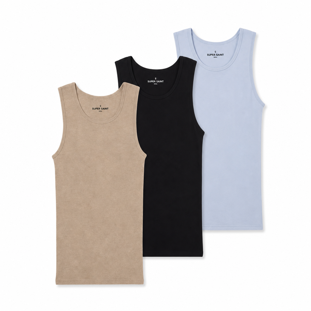 Premium Ultra-Soft Cotton Fitted Tank 3 Pack