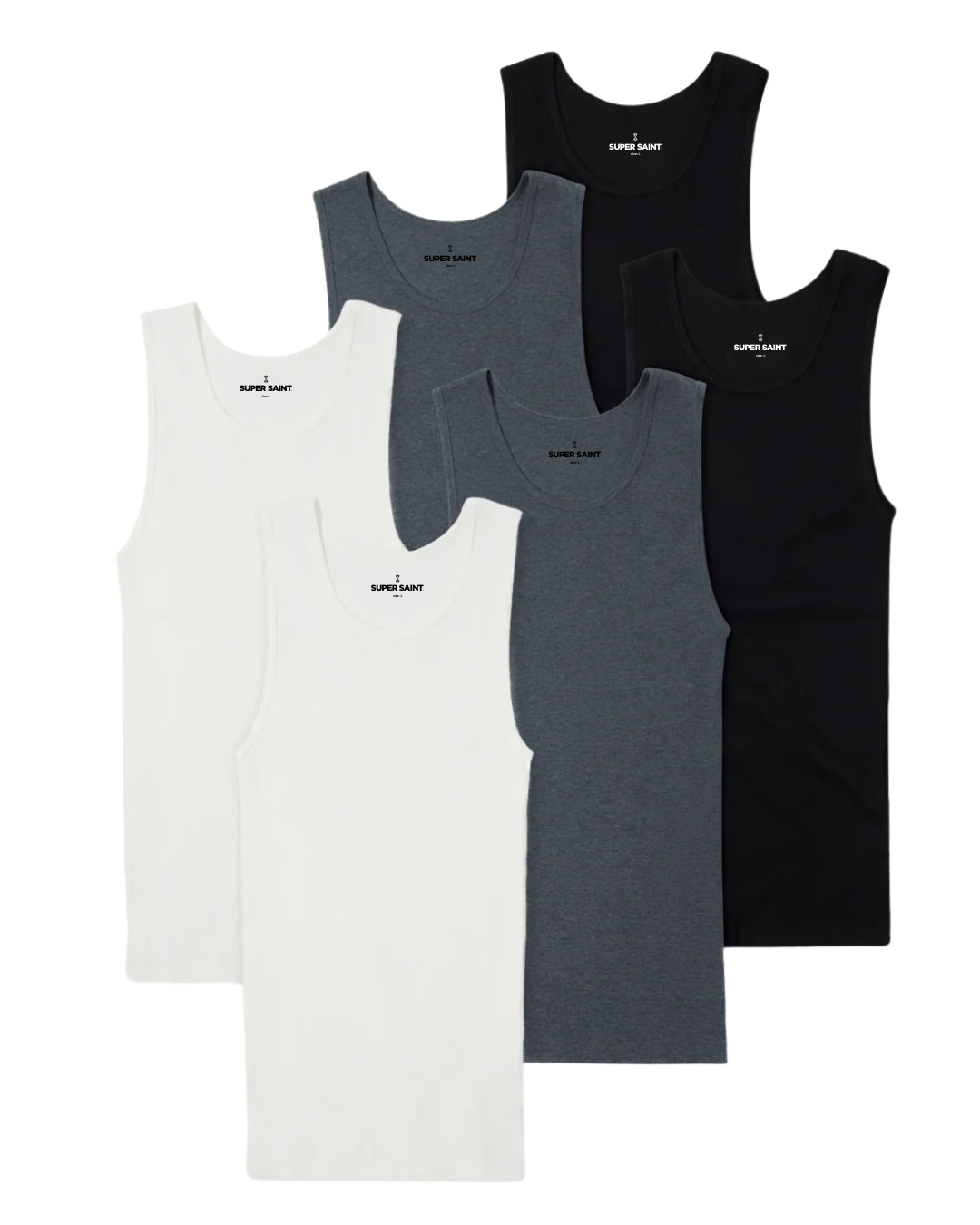 Premium Ultra-Soft Cotton Fitted Tank 6 Pack