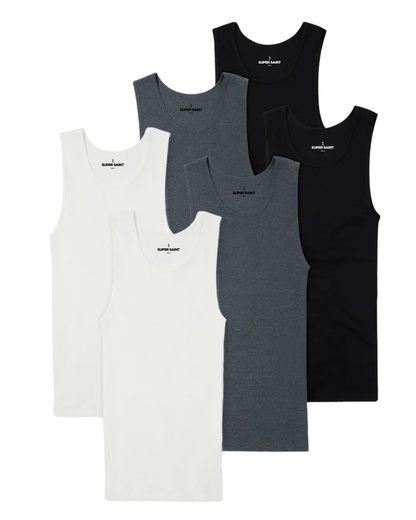 Premium Ultra-Soft Cotton Fitted Tank 6 Pack