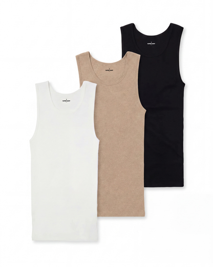 Premium Ultra-Soft Cotton Fitted Tank 3 Pack